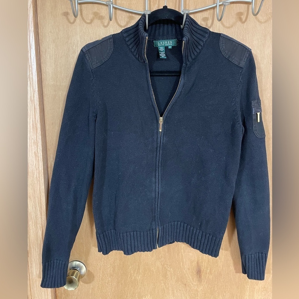 LAUREN RALPH LAUREN- navy full zip sweater